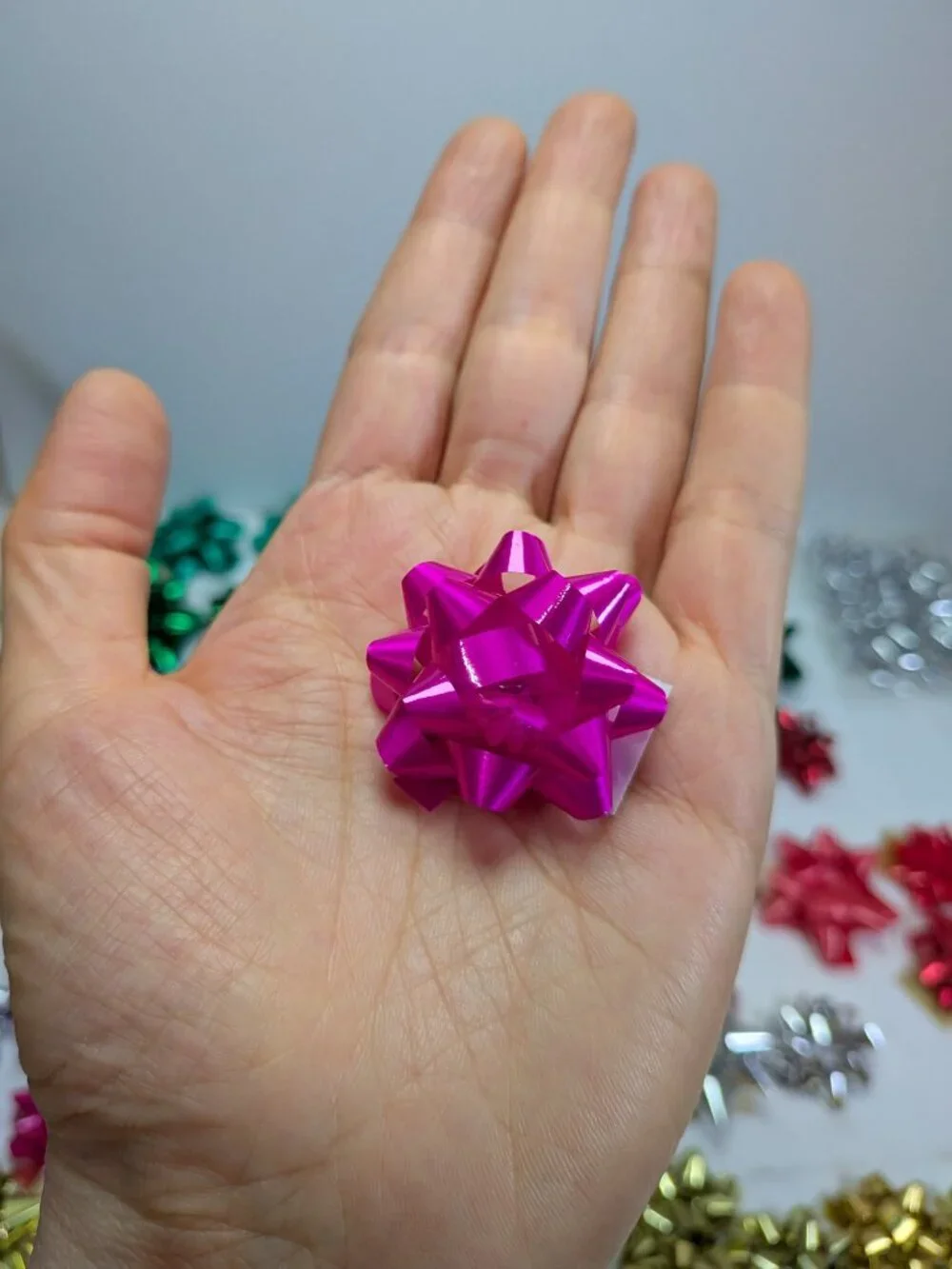 123 Pc Bulk Mini Gift Bow Lot - Tiny Small Crafts Packages Metallic Satin 1